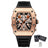 Black and orange MEGIR 2218 men's military chronograph watch with skeleton dial, silicone strap, and multiple subdials for outdoor sports