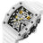 Black and orange MEGIR 2218 men's military chronograph watch with skeleton dial, silicone strap, and multiple subdials for outdoor sports