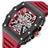Black and orange MEGIR 2218 men's military chronograph watch with skeleton dial, silicone strap, and multiple subdials for outdoor sports