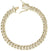 Gold Cuban link necklace with 8mm width, encrusted with sparkling cubic zirconia stones,