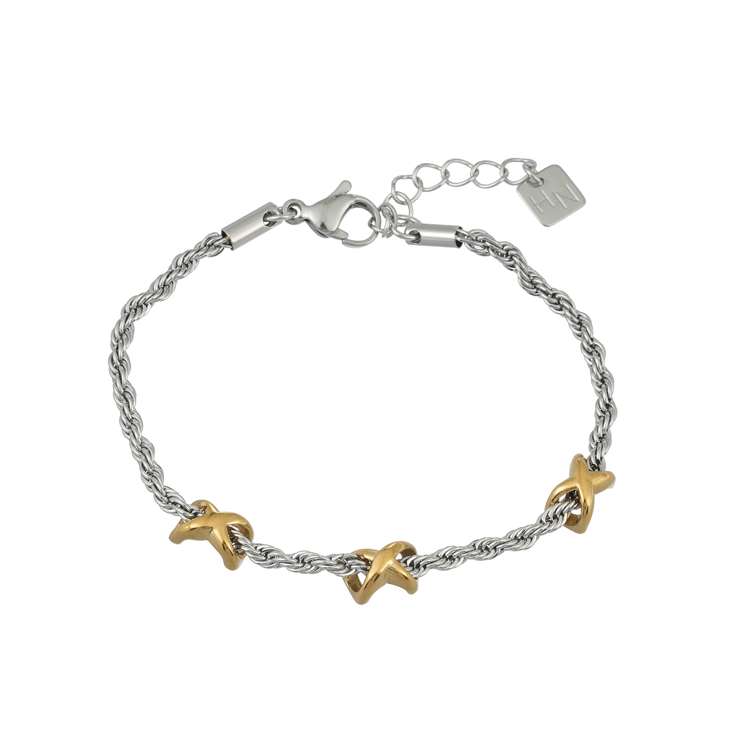 DRAGOSA Two-Tone Rope Chain Charm Bracelet
