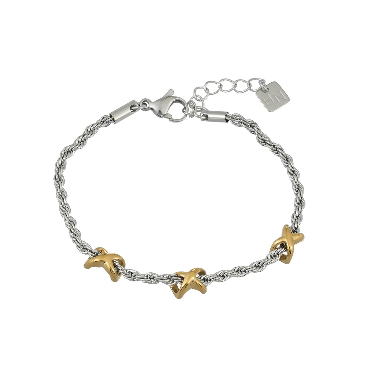 DRAGOSA Two-Tone Rope Chain Charm Bracelet