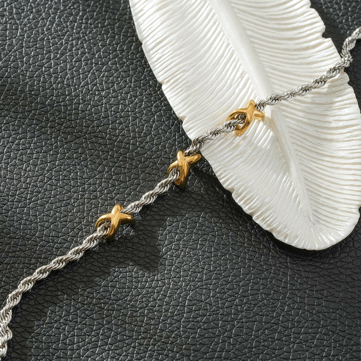 DRAGOSA Two-Tone Rope Chain Charm Bracelet