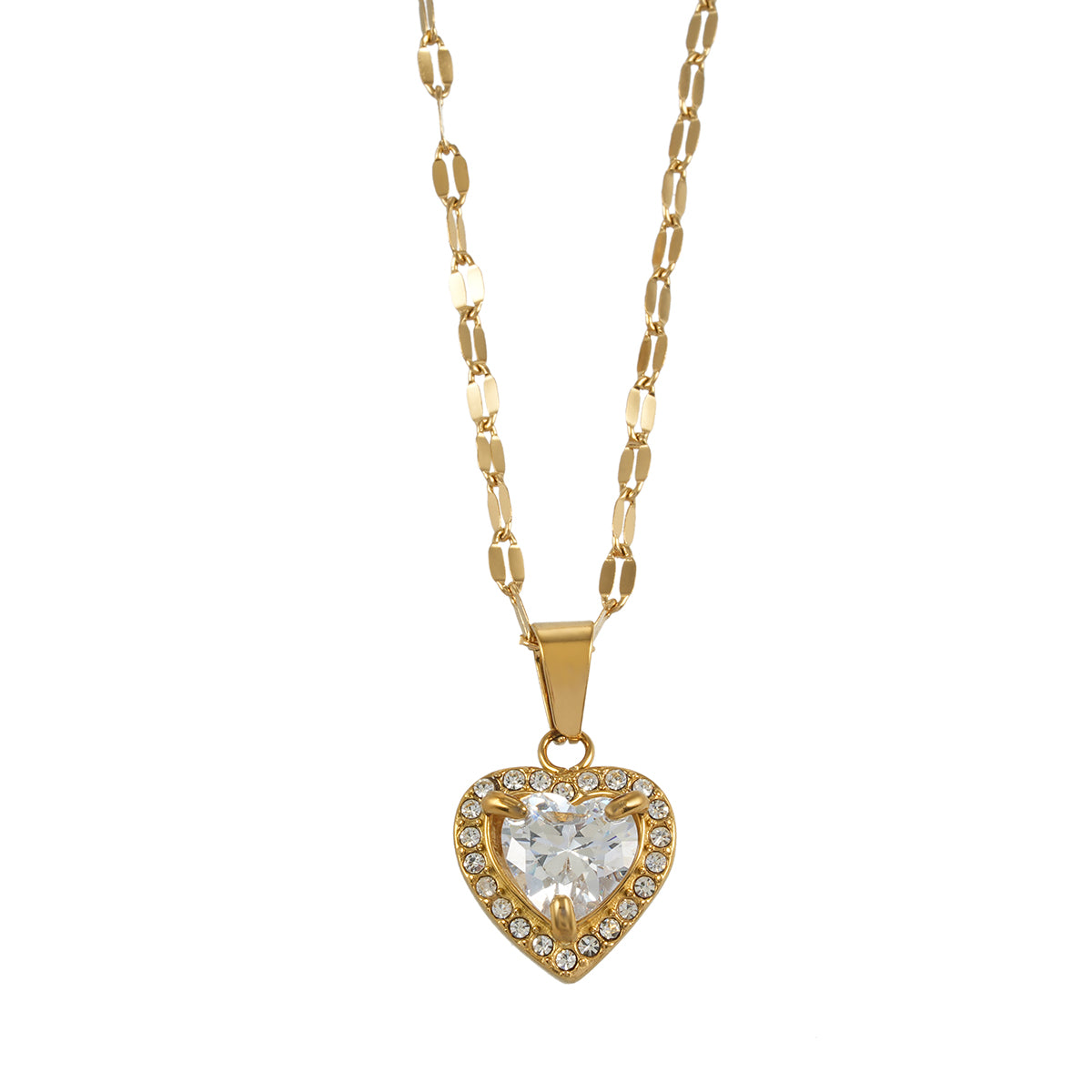 ZITA Gold-Tone Pavé Heart Pendant Necklace