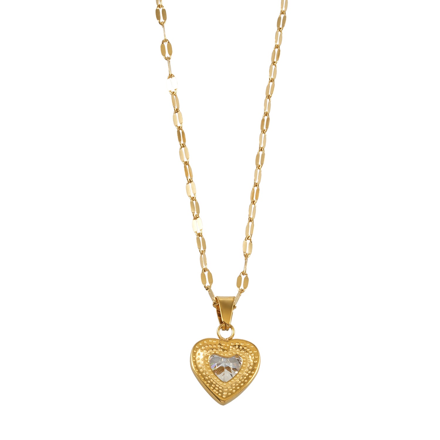 ZITA Gold-Tone Pavé Heart Pendant Necklace