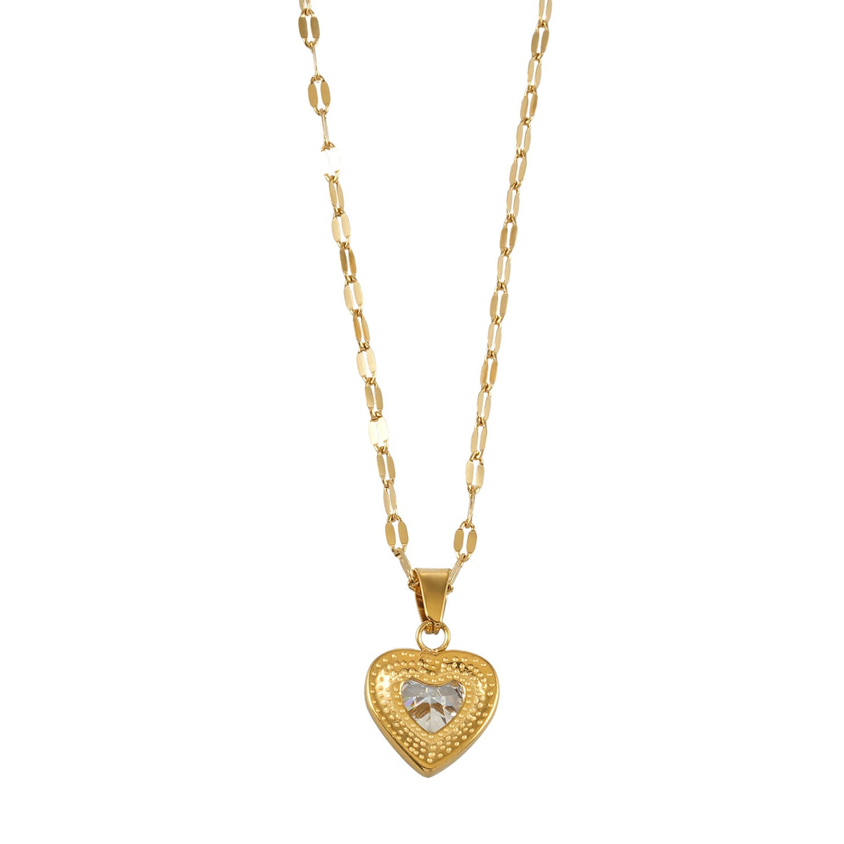 ZITA Gold-Tone Pavé Heart Pendant Necklace
