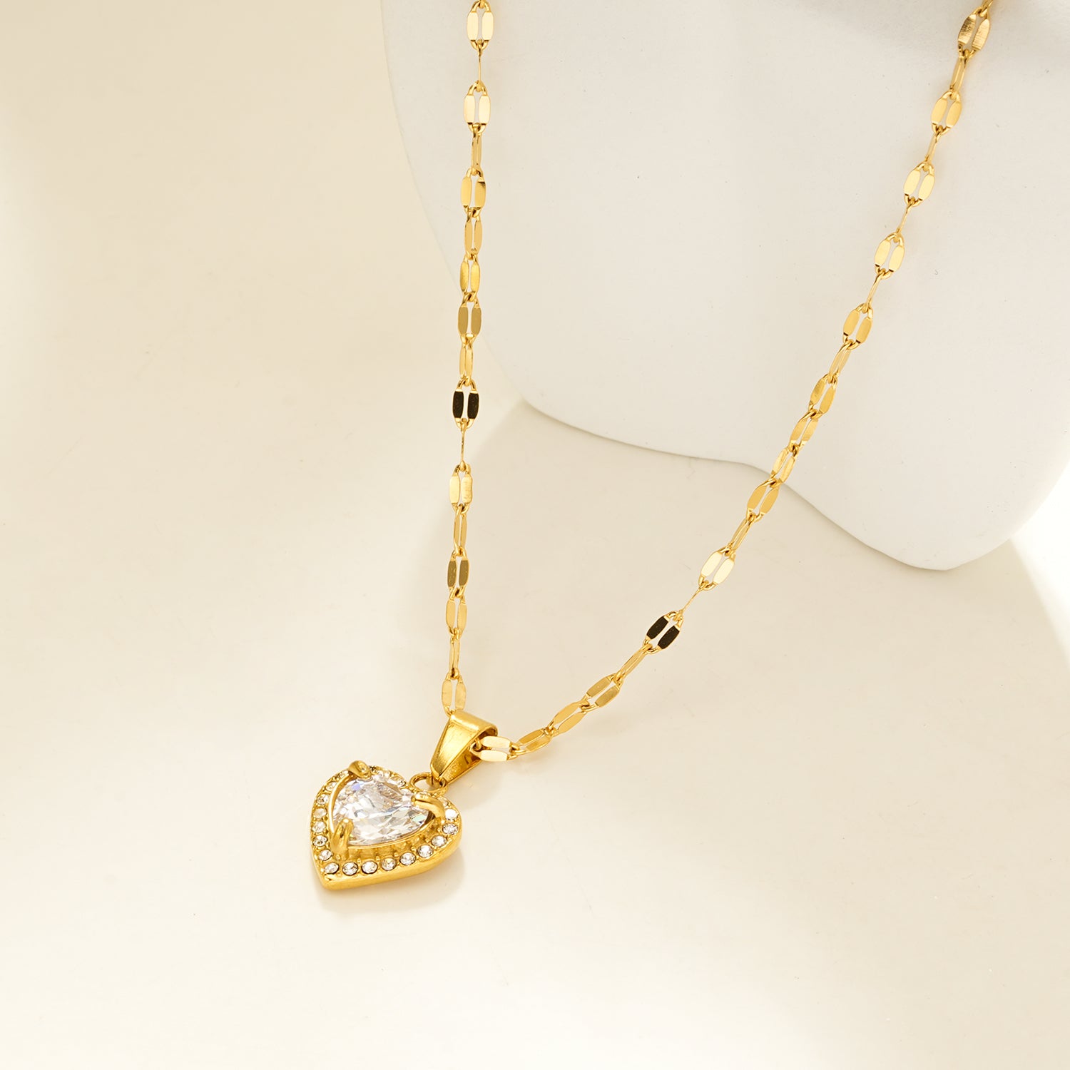 ZITA Gold-Tone Pavé Heart Pendant Necklace