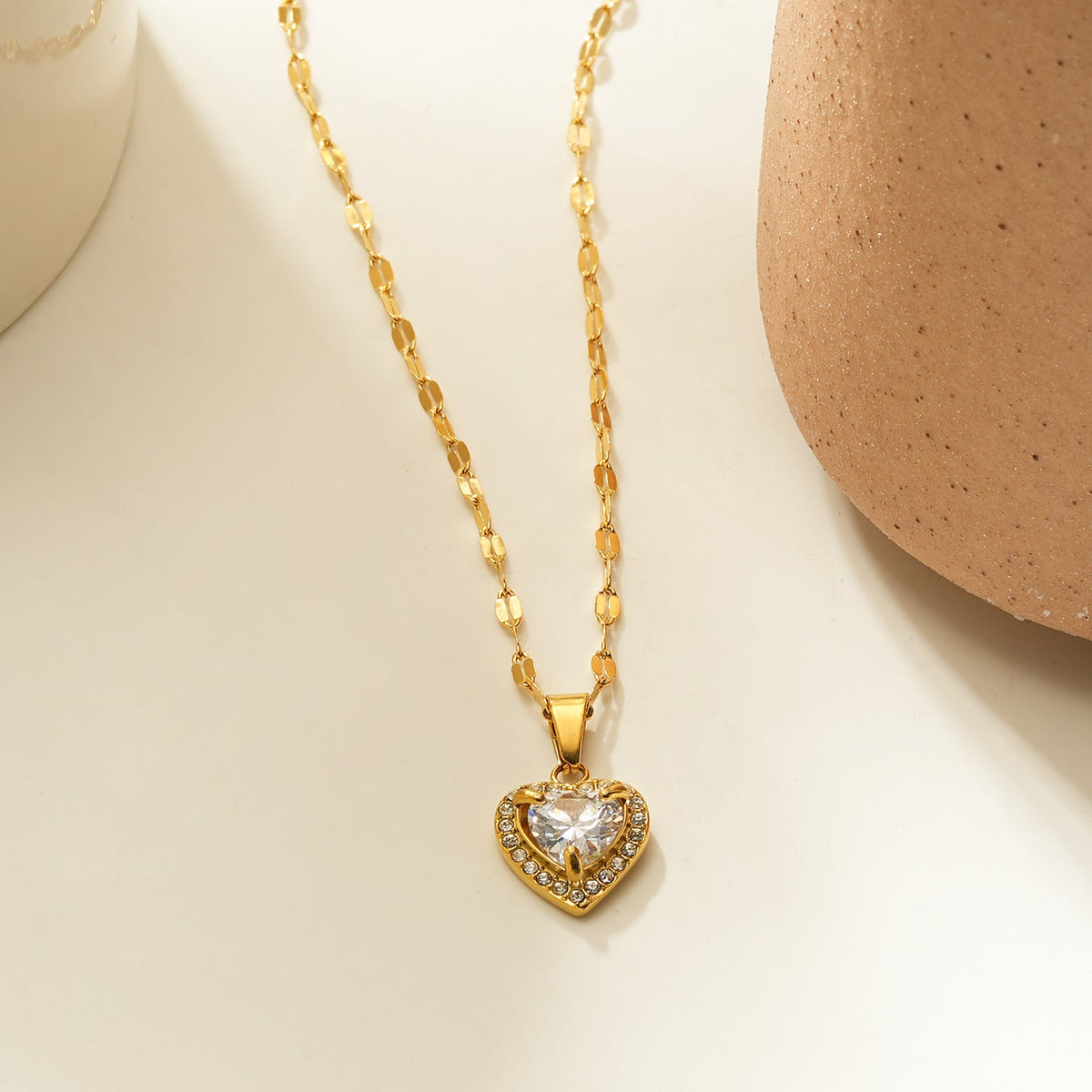ZITA Gold-Tone Pavé Heart Pendant Necklace