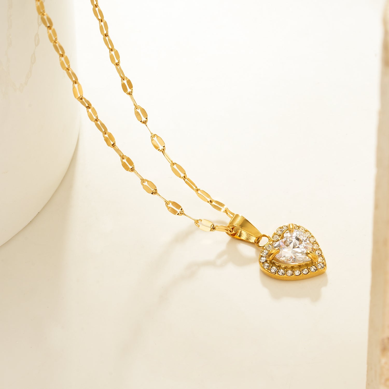 ZITA Gold-Tone Pavé Heart Pendant Necklace