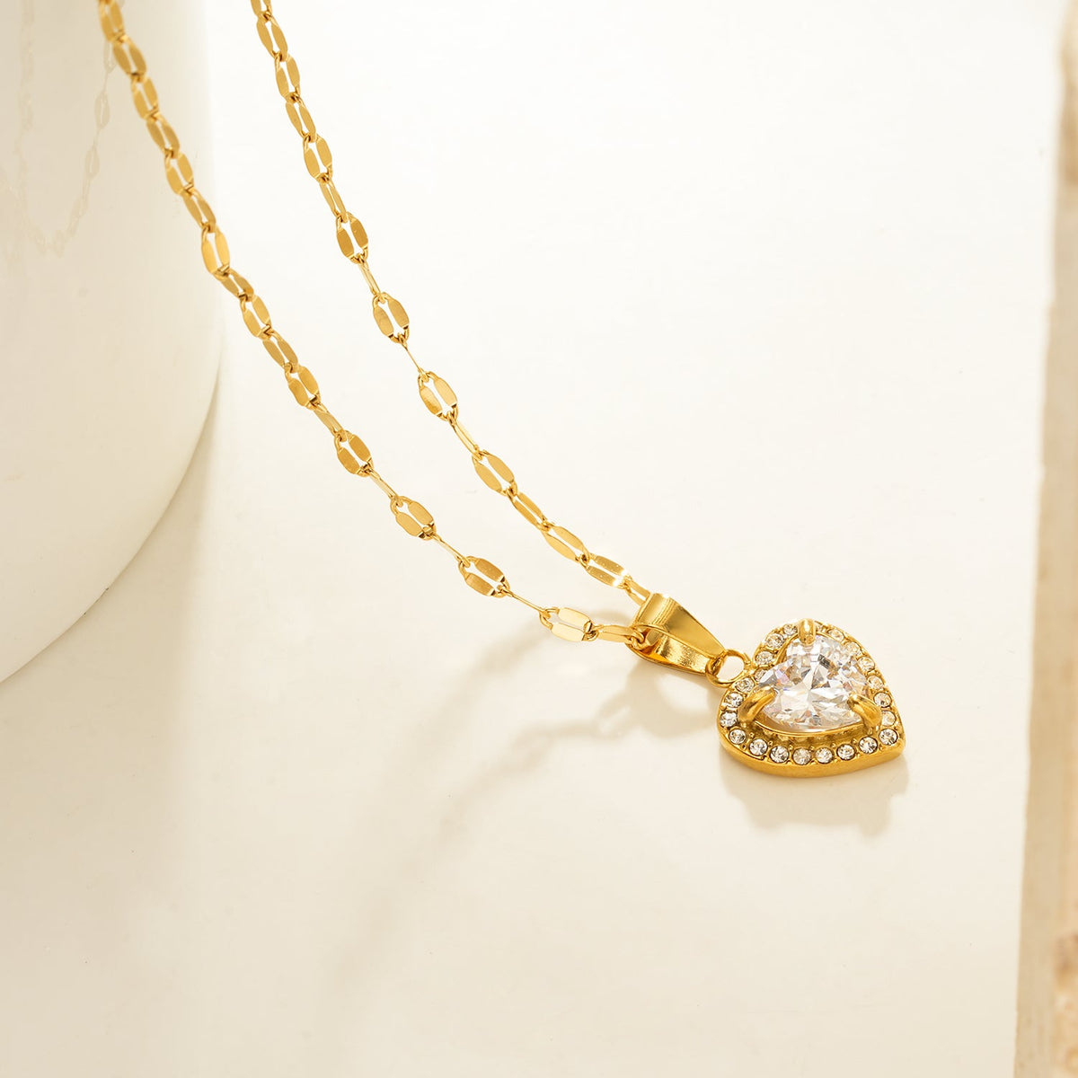 ZITA Gold-Tone Pavé Heart Pendant Necklace