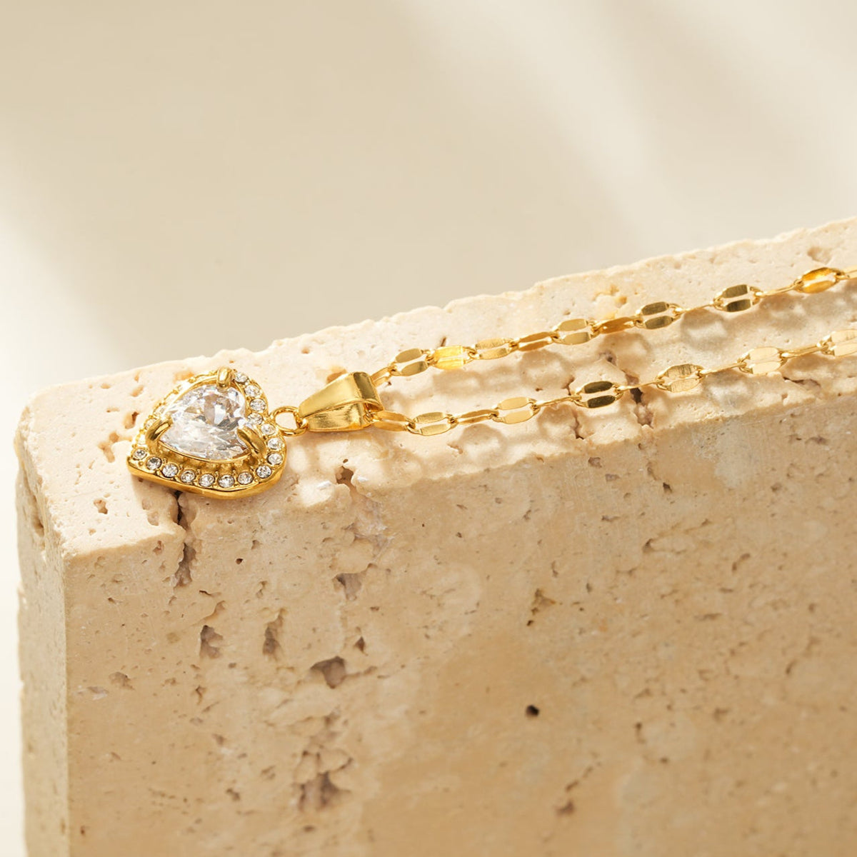 ZITA Gold-Tone Pavé Heart Pendant Necklace