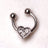 Horseshoe cartilage earring with gemmed heart design, made of surgical steel, featuring clear CZ stones, perfect for helix piercings.